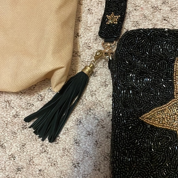 Black and gold star beaded moyna purse - Picture 4 of 6